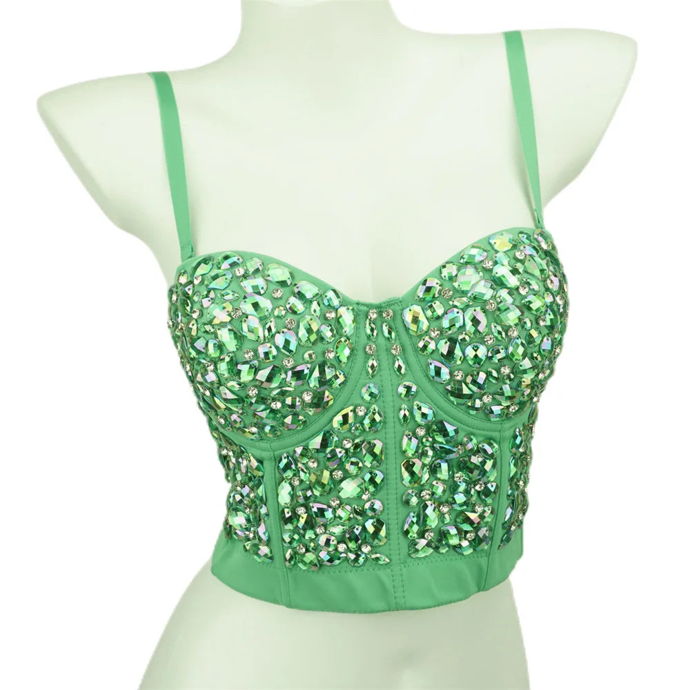 The Stardust Prism Siren – Glitter Crystal Bustier Corset Crop Top by Stardust Starlets