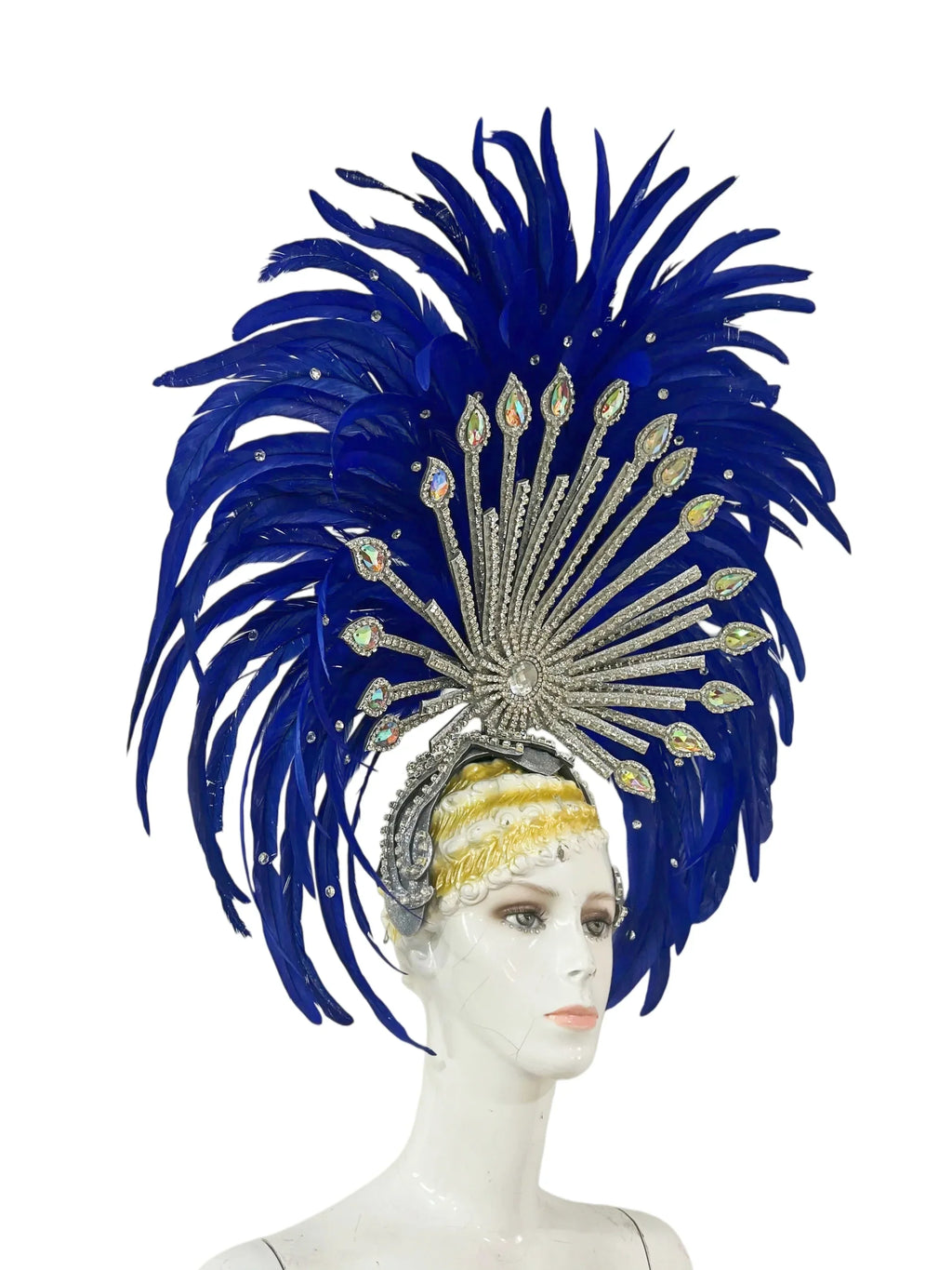 The Stardust Mirage – Premium Royal Blue & Rose Pink Feather Samba Headdress by Stardust Starlets