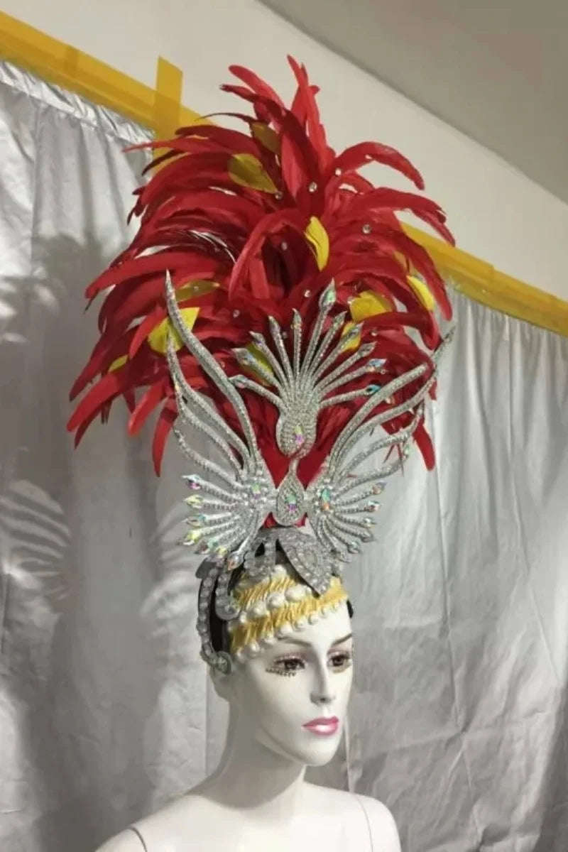 FASHIONABLE AND EXQUISITE HEADDRESS FEATHERS SAMBA DANCE CARNIVAL HALLOWEEN PARTY LATIN DANCE BAR PERFORMANCE HAT MASQUERADE by Stardust Starlets