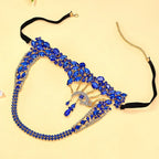 The Stardust Blue Demon – Deluxe Rhinestone Eye Mask & Full Face Chain Jewelry Veil by Stardust Starlets