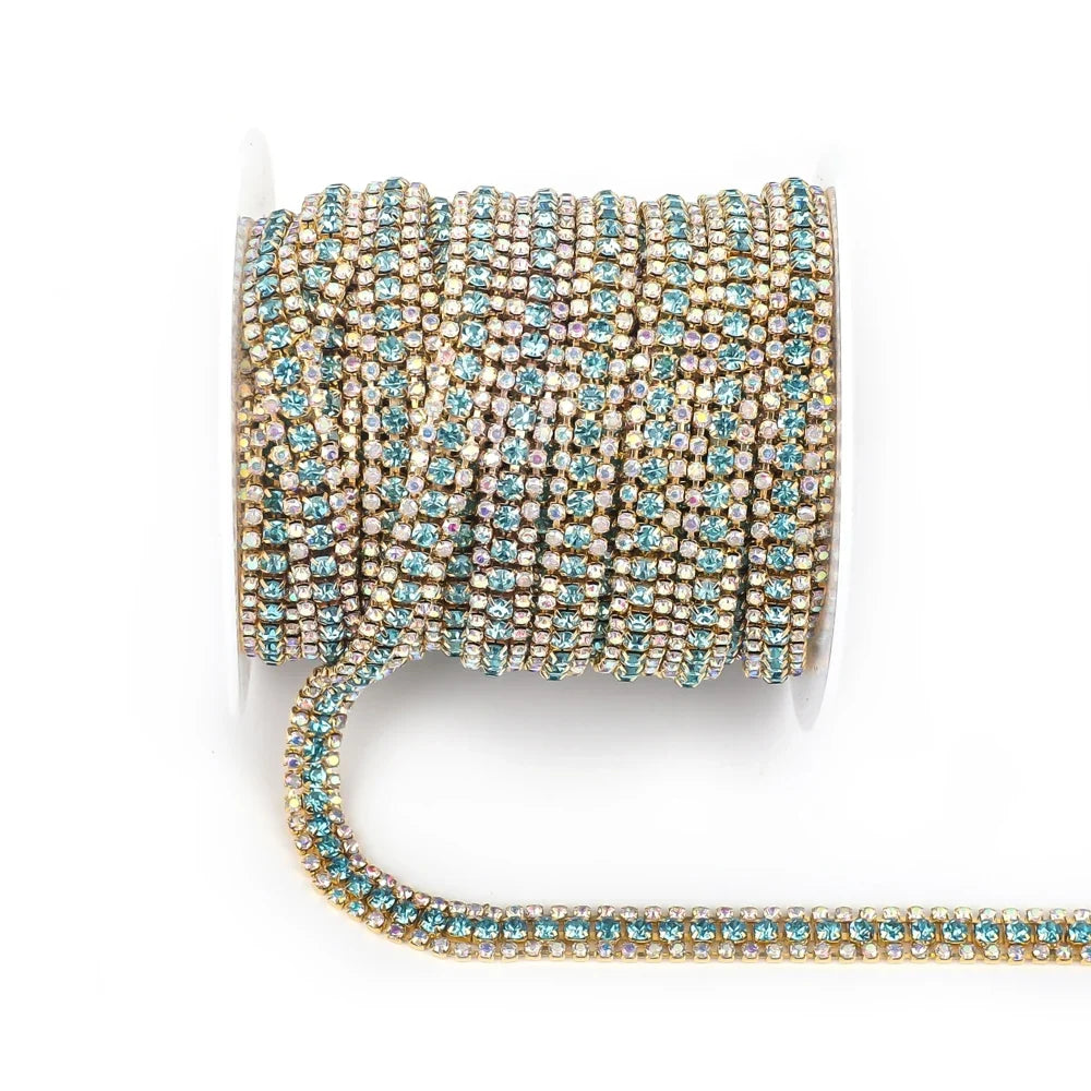 The Stardust Triple Crown – 3-Row Glass Crystal Rhinestone Cup Chain Trim by Stardust Starlets