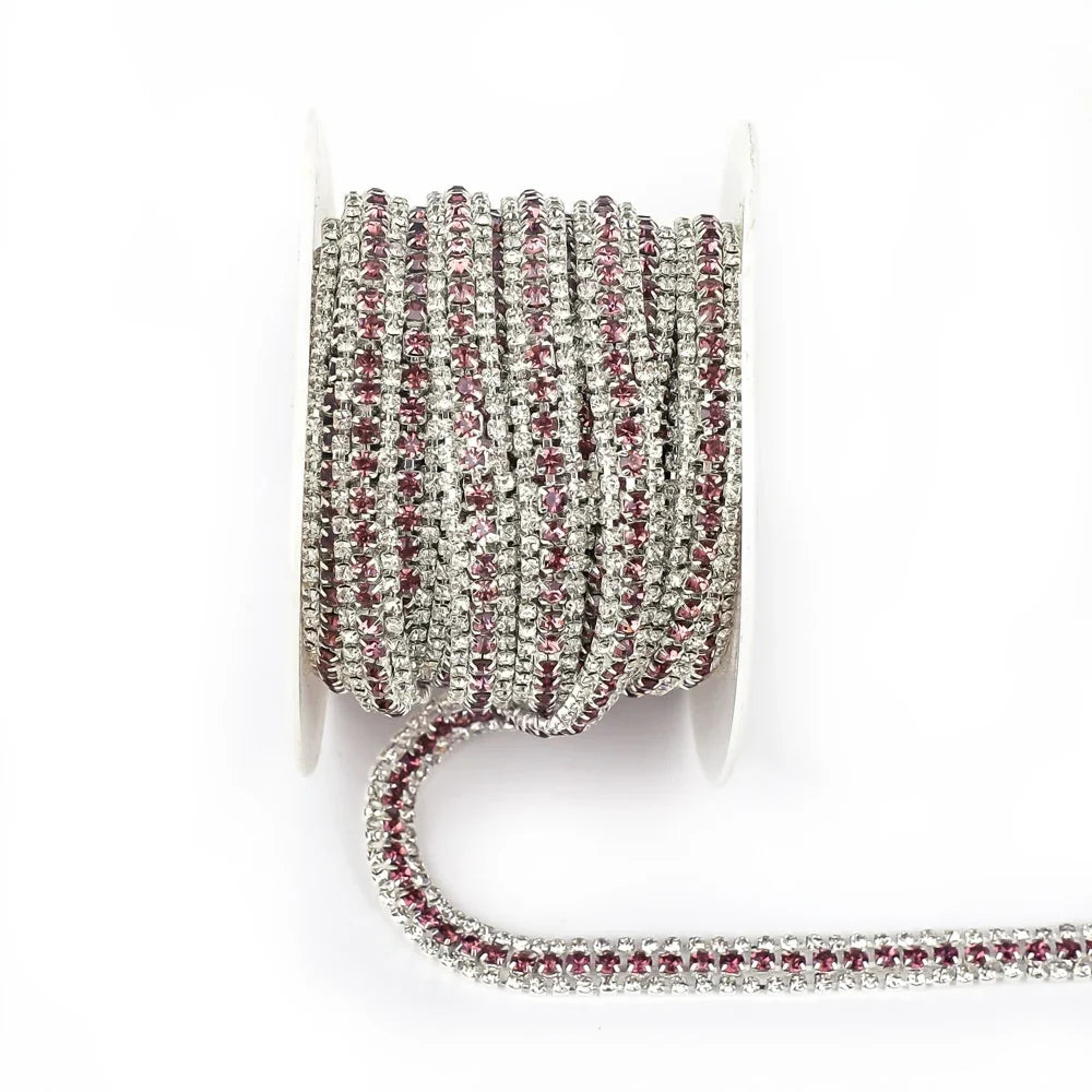 The Stardust Triple Crown – 3-Row Glass Crystal Rhinestone Cup Chain Trim by Stardust Starlets