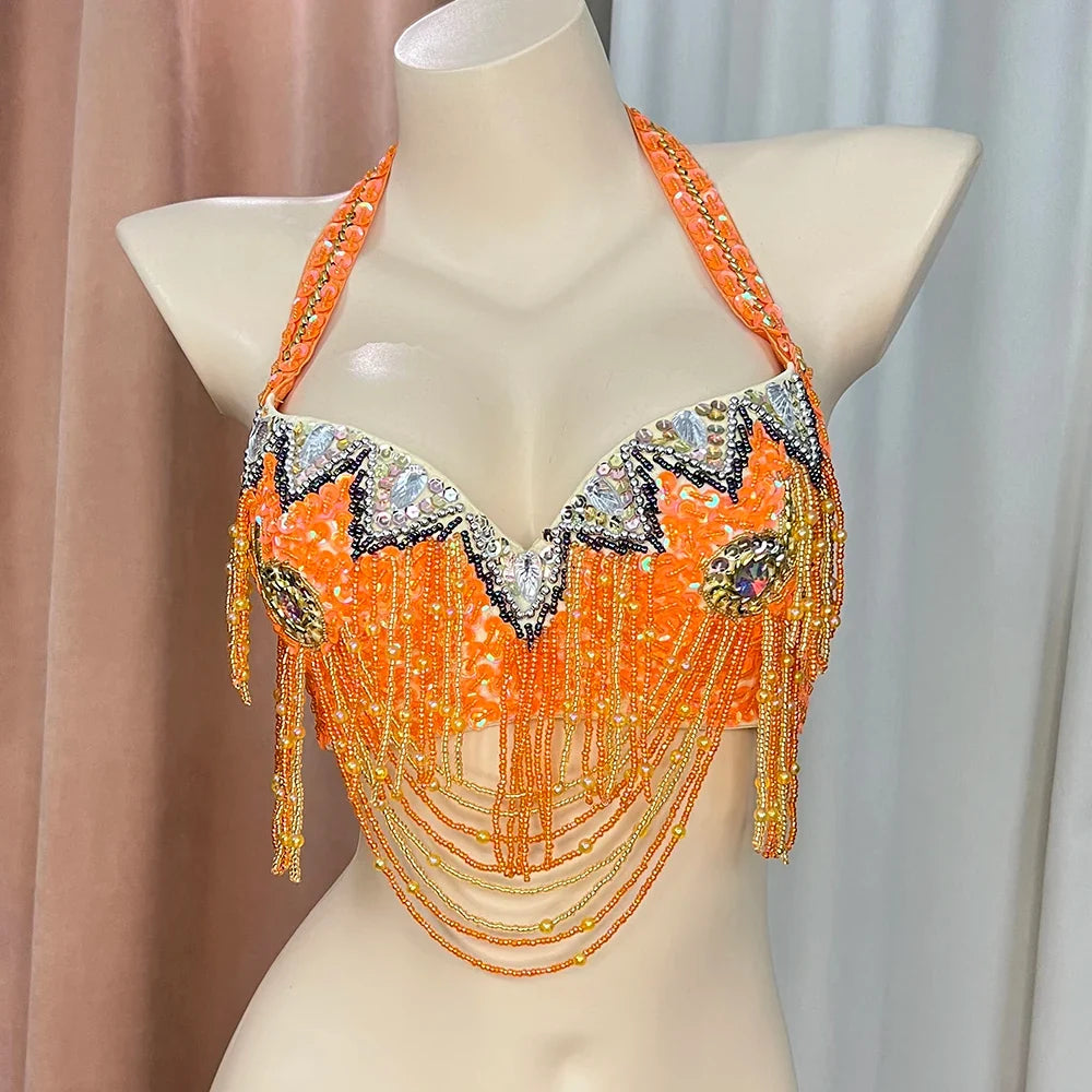 The Stardust Prism Sirena – Deluxe Beaded & Sequined Belly Dance Bra Top by Stardust Starlets