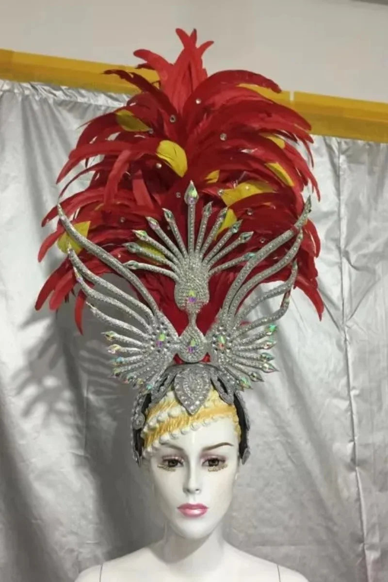 FASHIONABLE AND EXQUISITE HEADDRESS FEATHERS SAMBA DANCE CARNIVAL HALLOWEEN PARTY LATIN DANCE BAR PERFORMANCE HAT MASQUERADE by Stardust Starlets