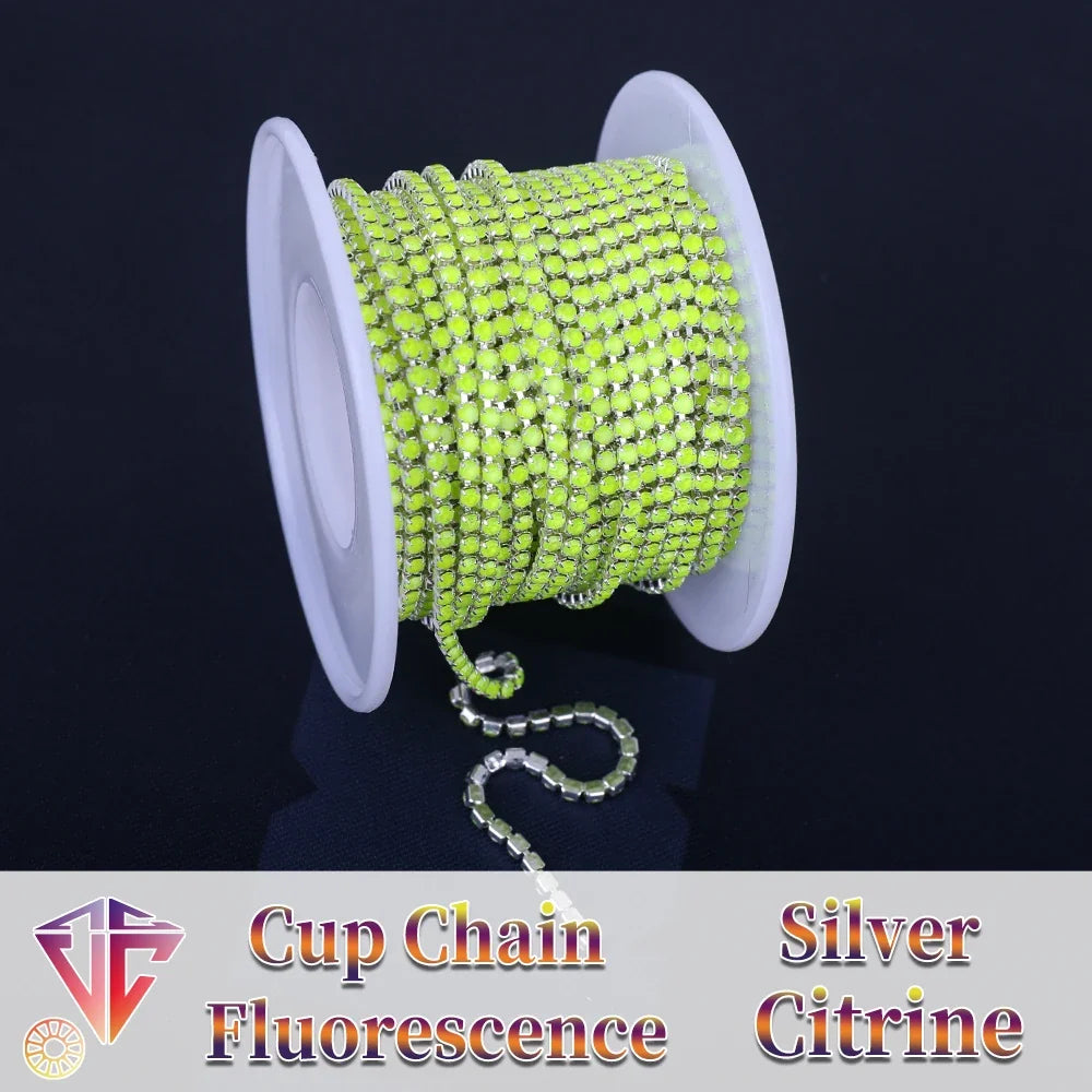 The Stardust Fluorescent Stream – Premium AAAA Glass Fluorescent & Mocha Rhinestone Cup Chain Trim by Stardust Starlets