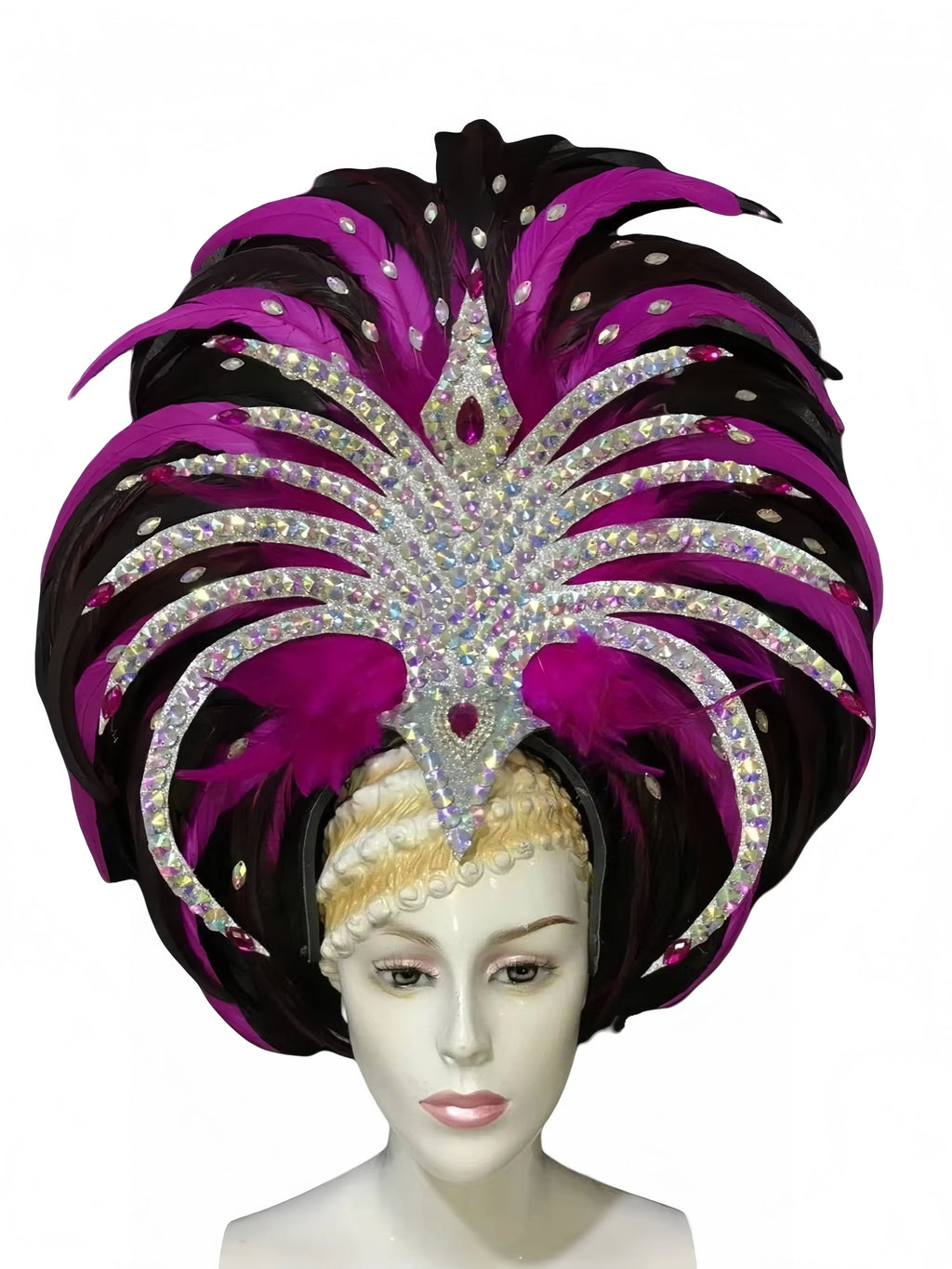 Feather headdress samba costume carnival halloween party bar performance hat makeup dance wings parade by Stardust Starlets