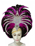Feather headdress samba costume carnival halloween party bar performance hat makeup dance wings parade by Stardust Starlets