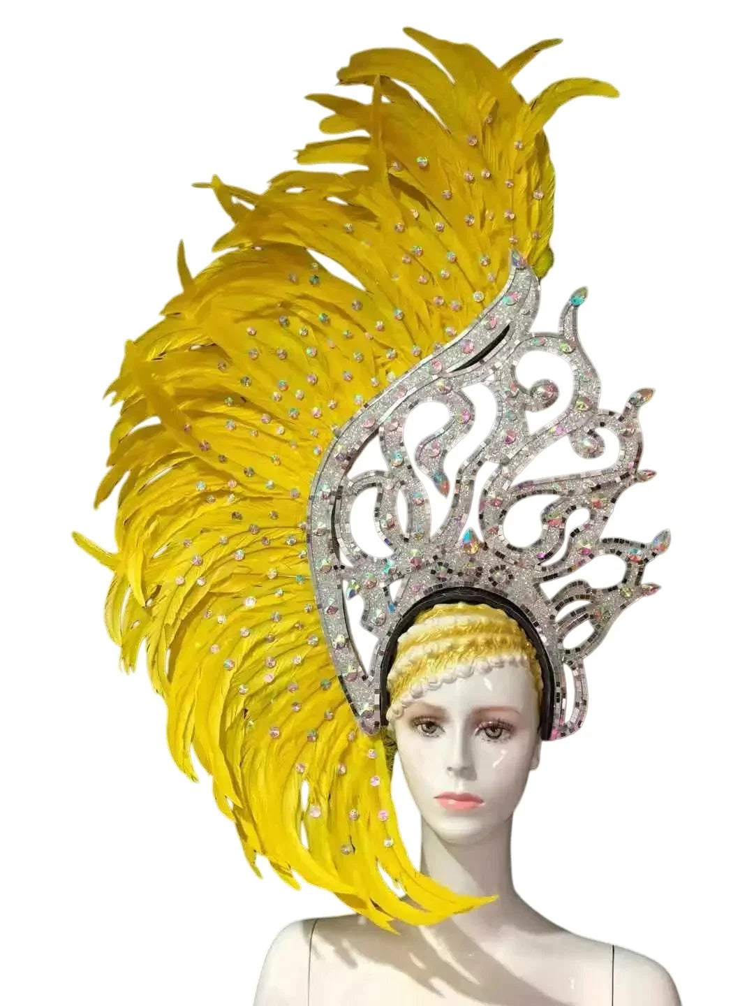 The Stardust Samba Radiance – Elegant Feathered Stage & Carnival Headdress by Stardust Starlets