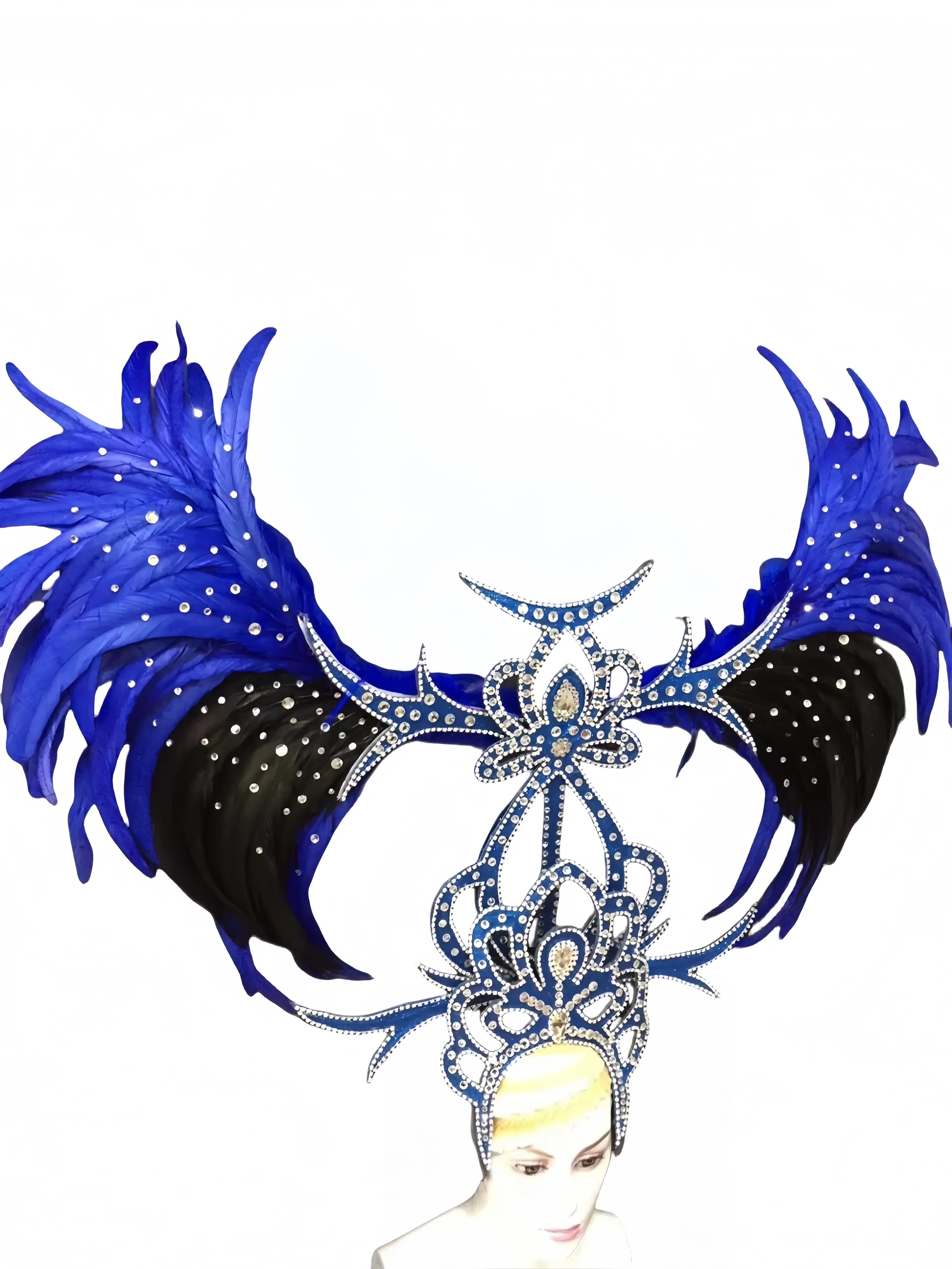 Feather headdress samba costume carnival halloween party bar performance hat makeup dance wings parade by Stardust Starlets