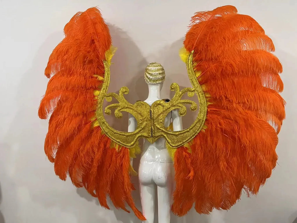 The Stardust Phoenix Wings – Deluxe Feathered Samba Backpiece & Stage Wings by Stardust Starlets
