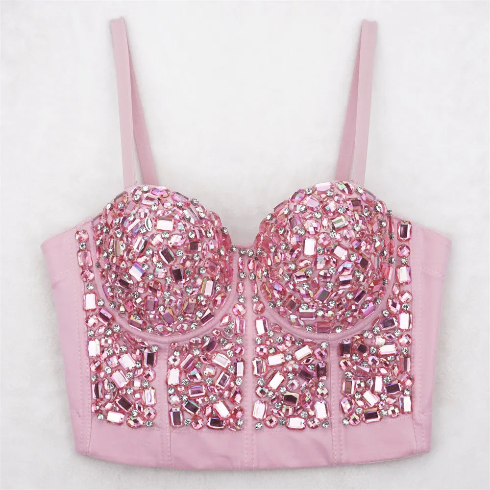 The Stardust Prism Siren – Glitter Crystal Bustier Corset Crop Top by Stardust Starlets