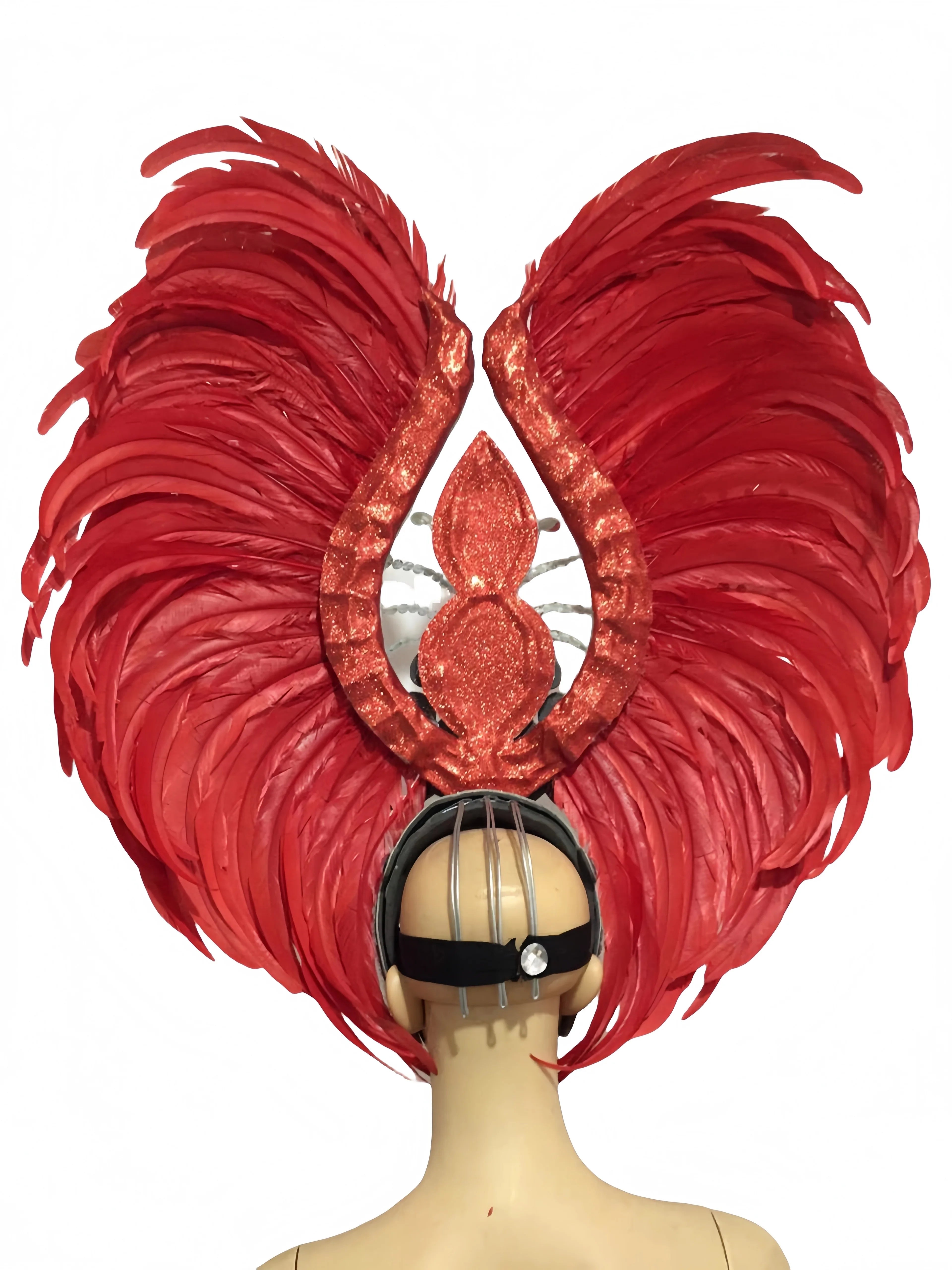 Feather headdress samba costume carnival halloween party bar performance hat makeup dance wings parade by Stardust Starlets