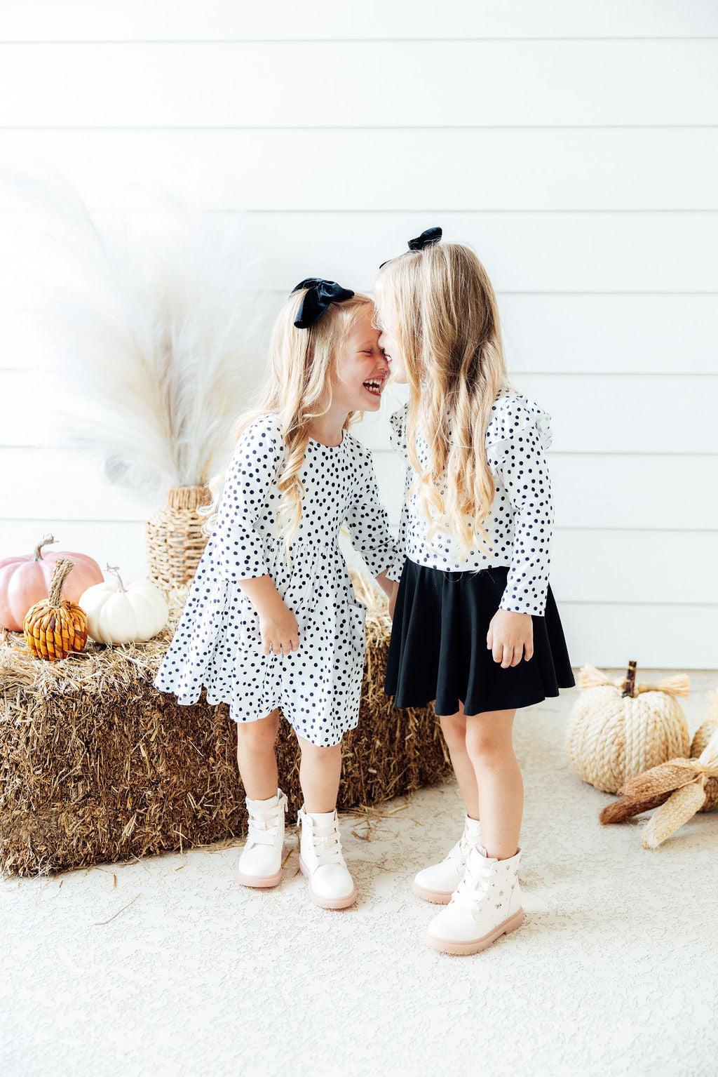 Scattered Dot 3/4 Sleeve Pocket Twirl Dress by Mila & Rose ®
