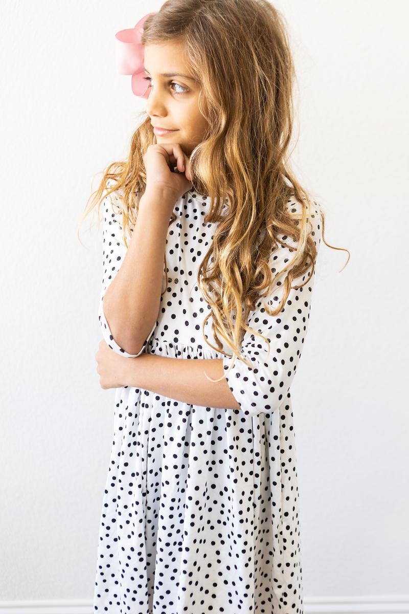 Scattered Dot 3/4 Sleeve Pocket Twirl Dress by Mila & Rose ®