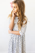 Scattered Dot 3/4 Sleeve Pocket Twirl Dress by Mila & Rose ®
