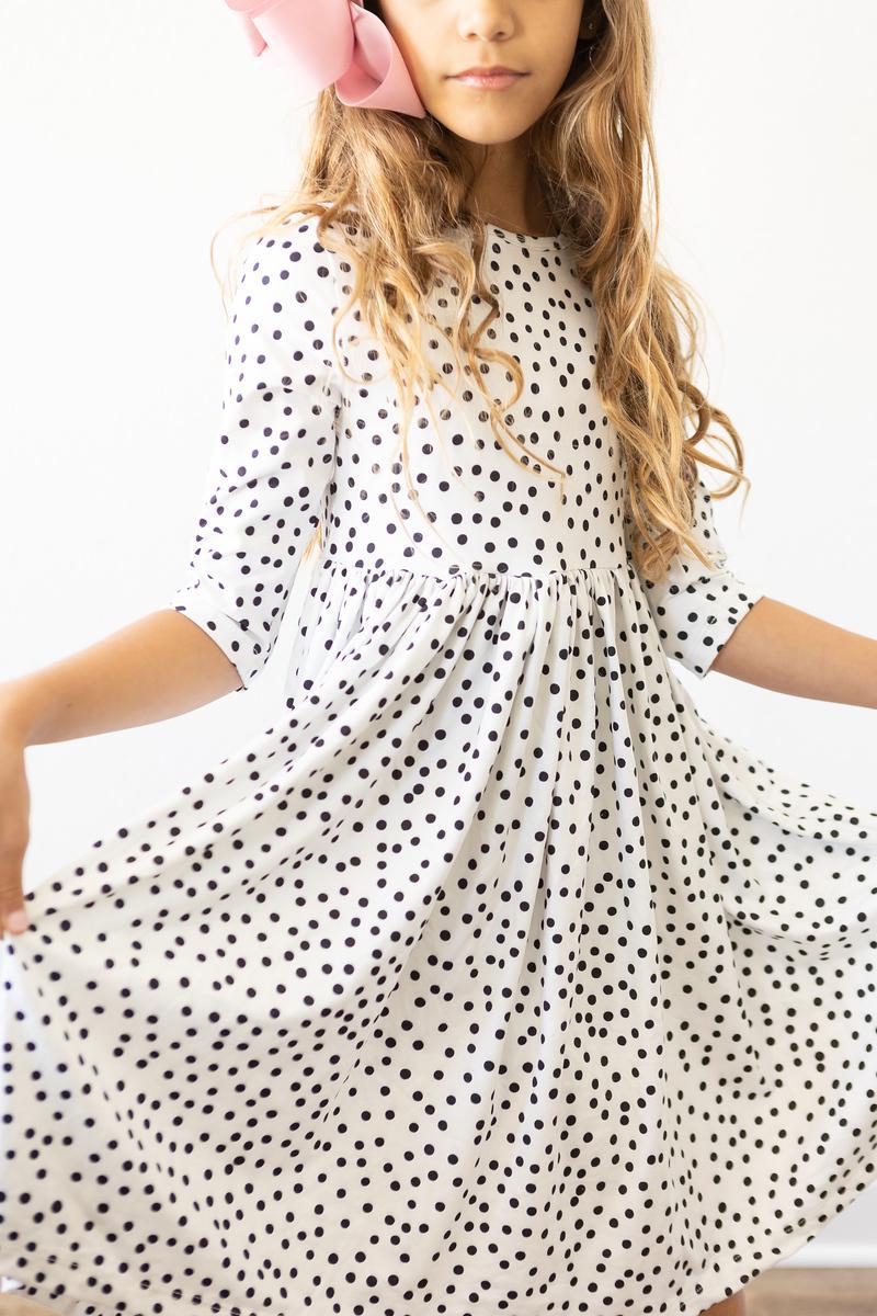 Scattered Dot 3/4 Sleeve Pocket Twirl Dress by Mila & Rose ®
