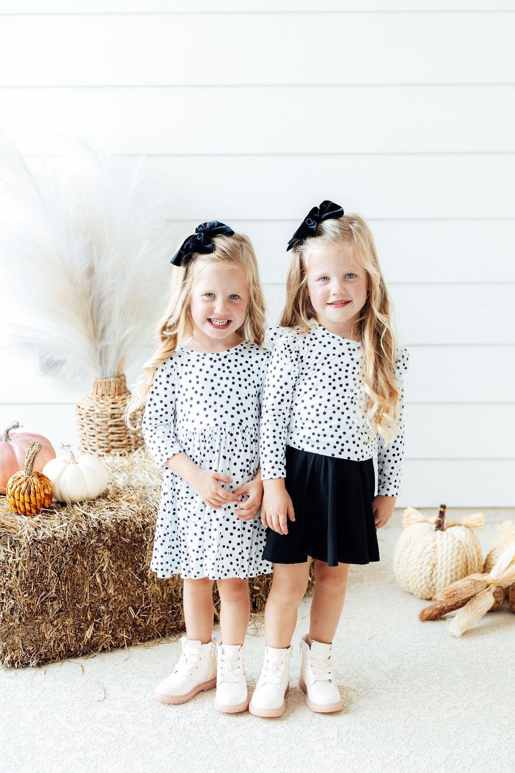 Scattered Dot L/S Ruffle Tee by Mila & Rose ®