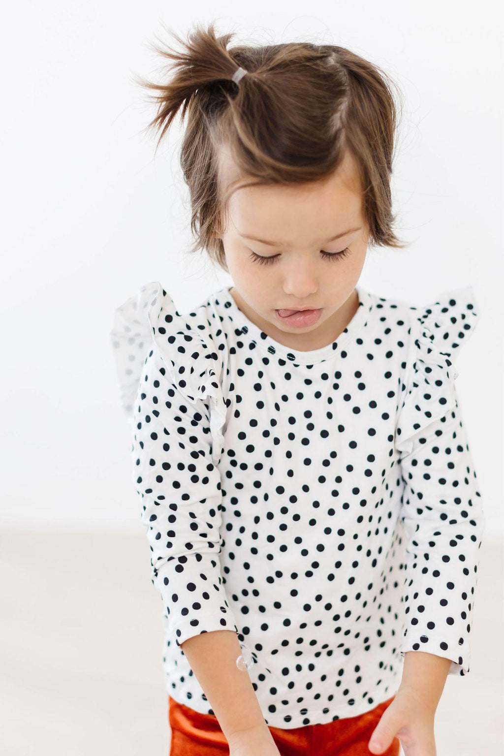 Scattered Dot L/S Ruffle Tee by Mila & Rose ®