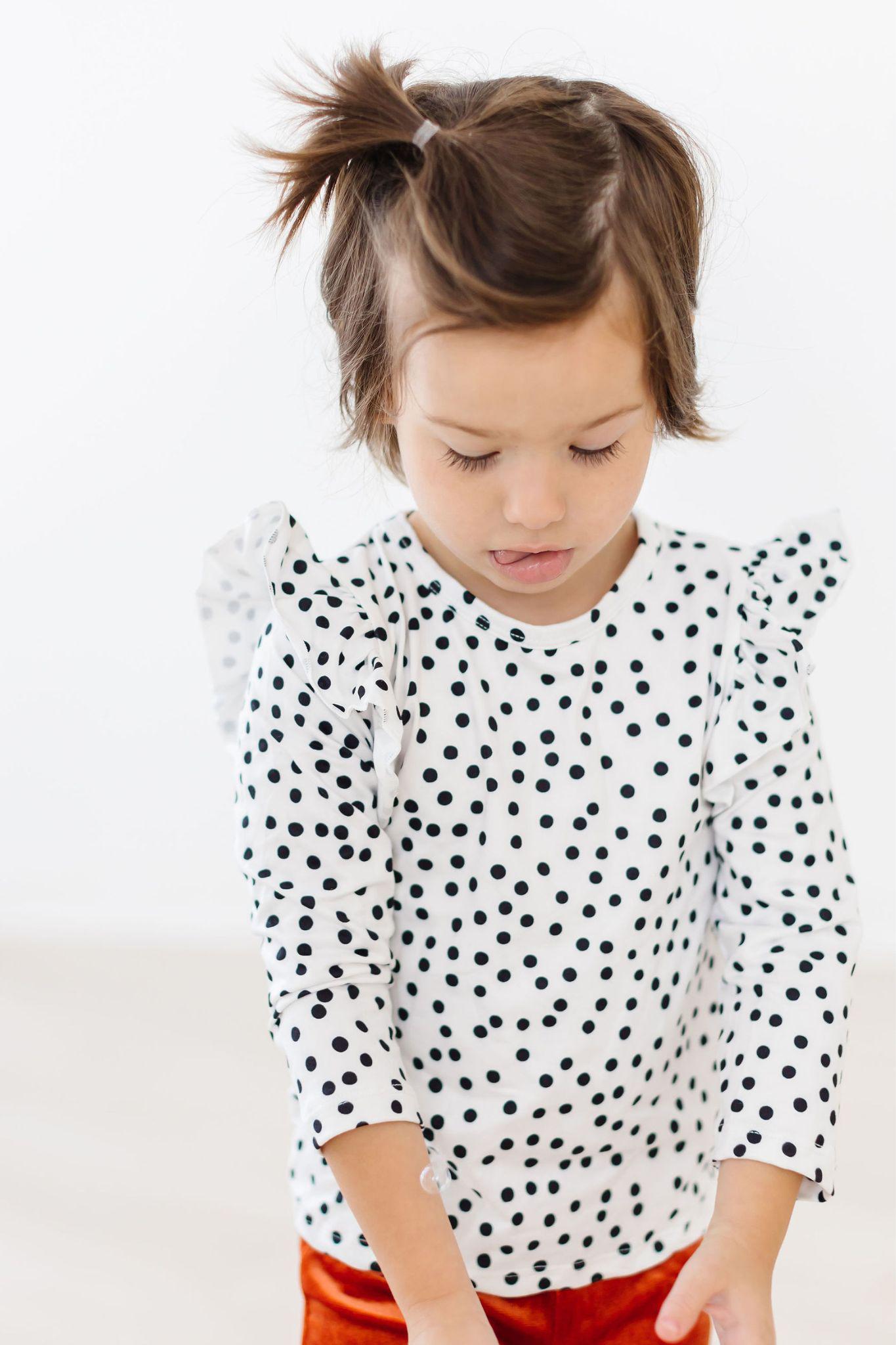 Scattered Dot L/S Ruffle Tee by Mila & Rose ®