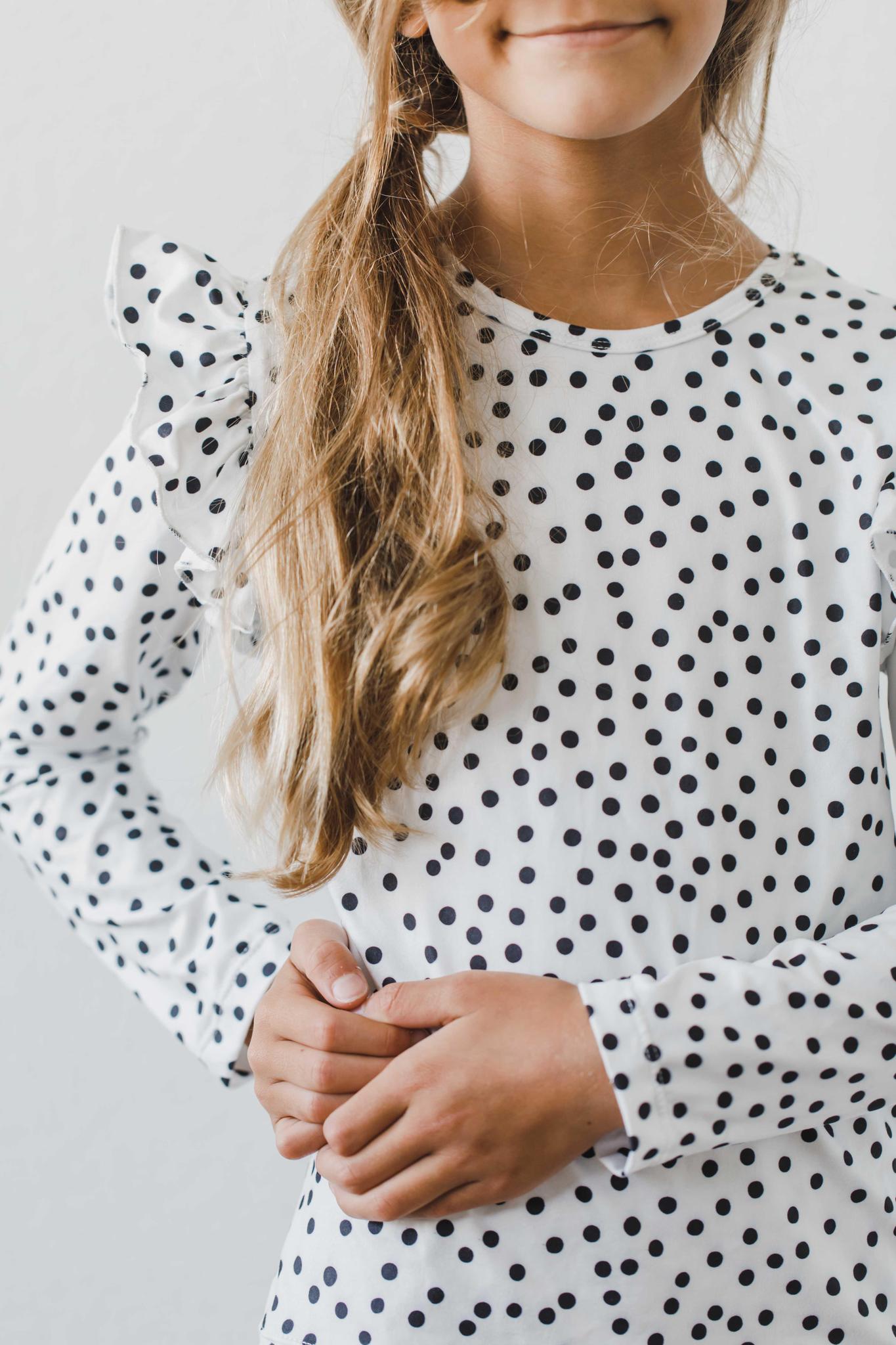 Scattered Dot L/S Ruffle Tee by Mila & Rose ®