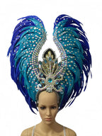 Feather headdress samba costume carnival halloween party bar performance hat makeup dance wings parade by Stardust Starlets