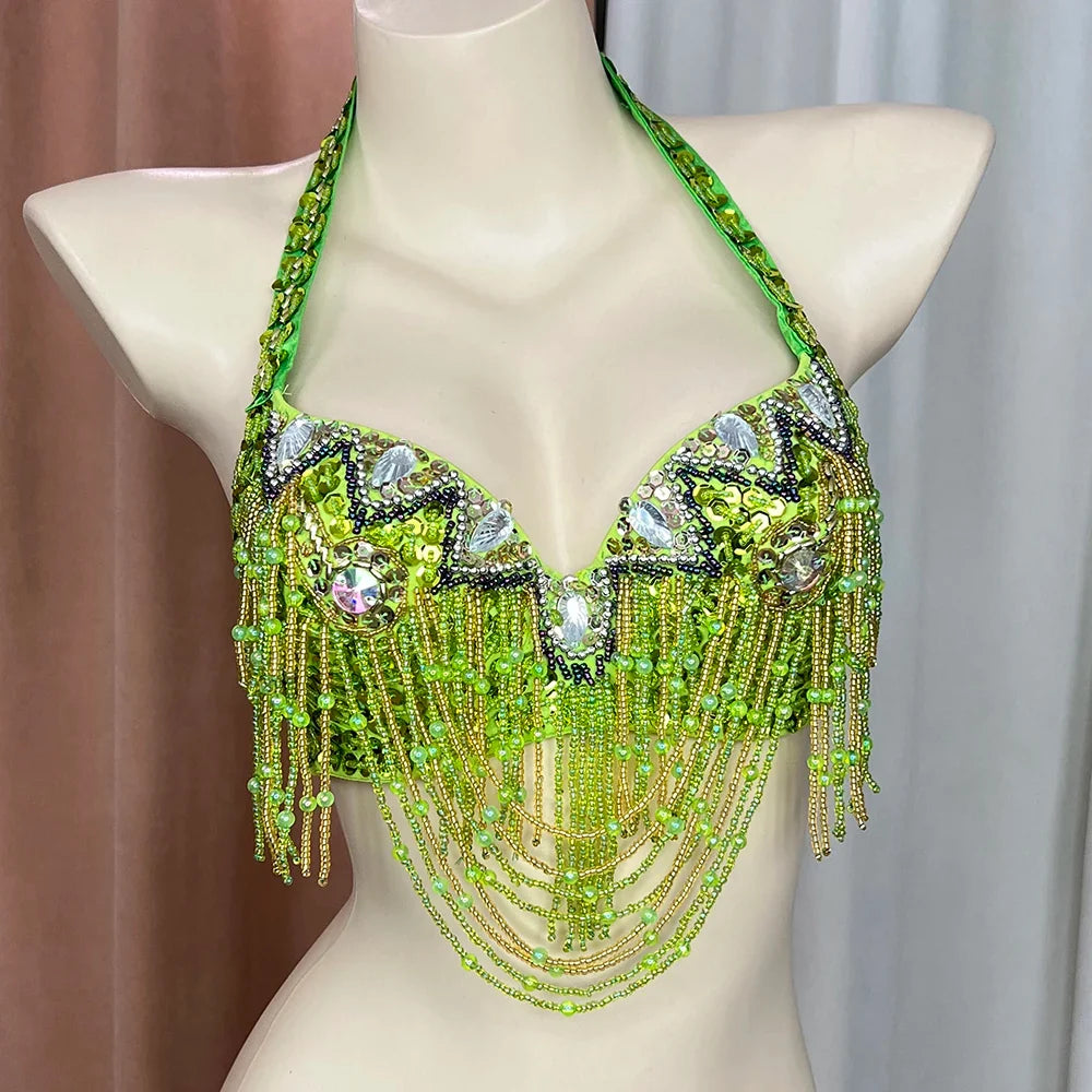 The Stardust Prism Sirena – Deluxe Beaded & Sequined Belly Dance Bra Top by Stardust Starlets