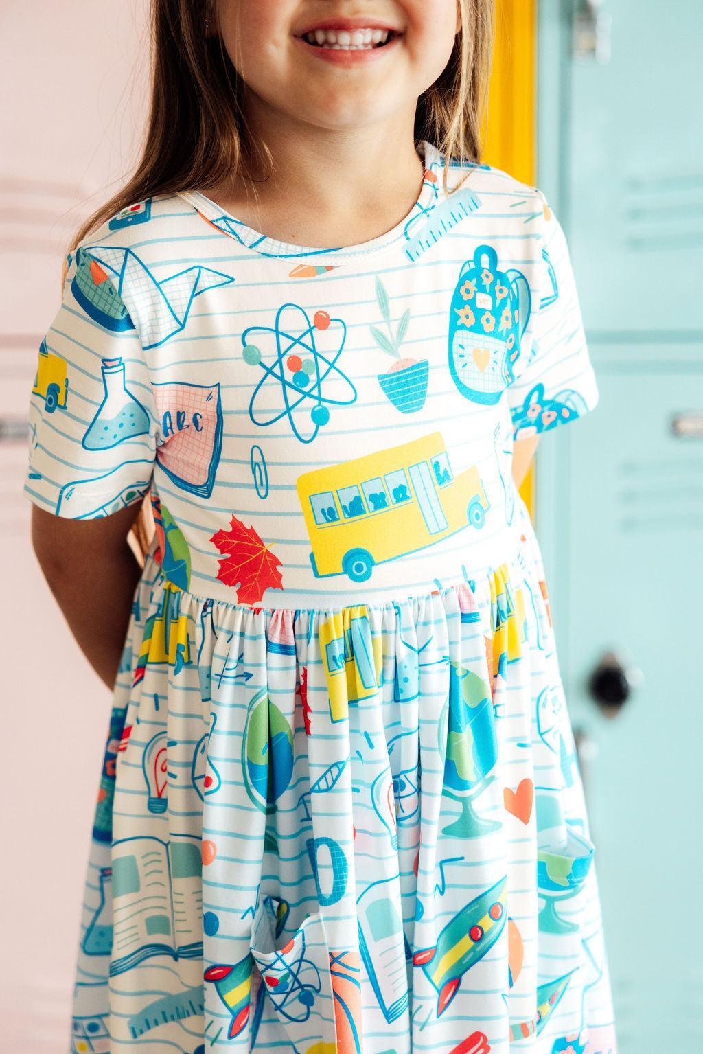 School Rules S/S Pocket Twirl Dress by Mila & Rose ®