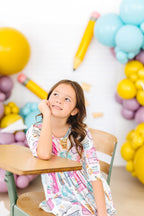 School is Cool 3/4 Sleeve Pocket Twirl Dress by Mila & Rose ®