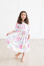 School is Cool 3/4 Sleeve Pocket Twirl Dress by Mila & Rose ®