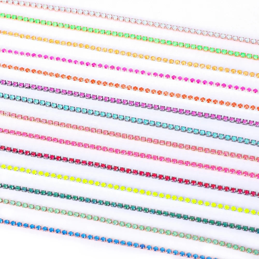 The Stardust Fluorescent Stream – Premium AAAA Glass Fluorescent & Mocha Rhinestone Cup Chain Trim by Stardust Starlets