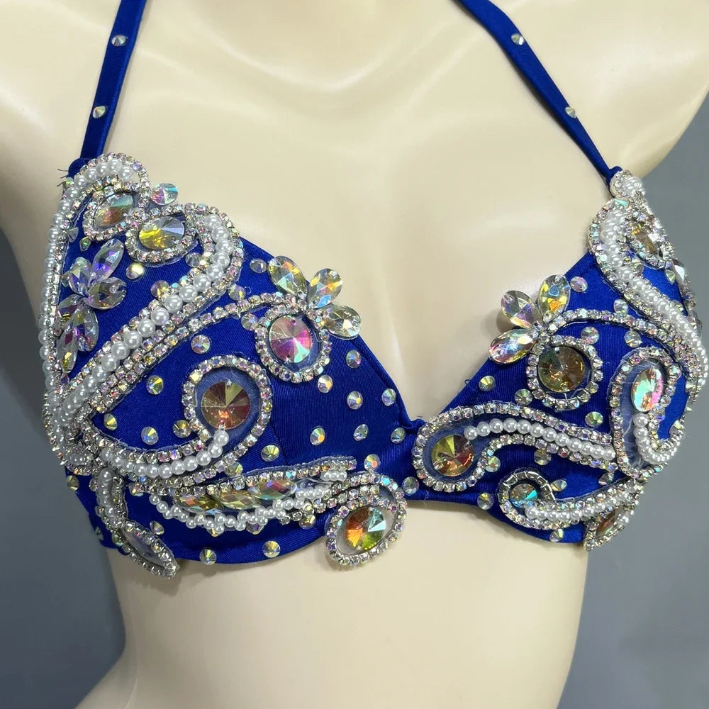 The Stardust Oasis Sirena – Deluxe Crystal & Beaded Belly Dance Bra & Belt 2-Piece Costume Set by Stardust Starlets