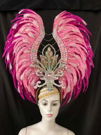 Feather headdress samba costume carnival halloween party bar performance hat makeup dance wings parade by Stardust Starlets