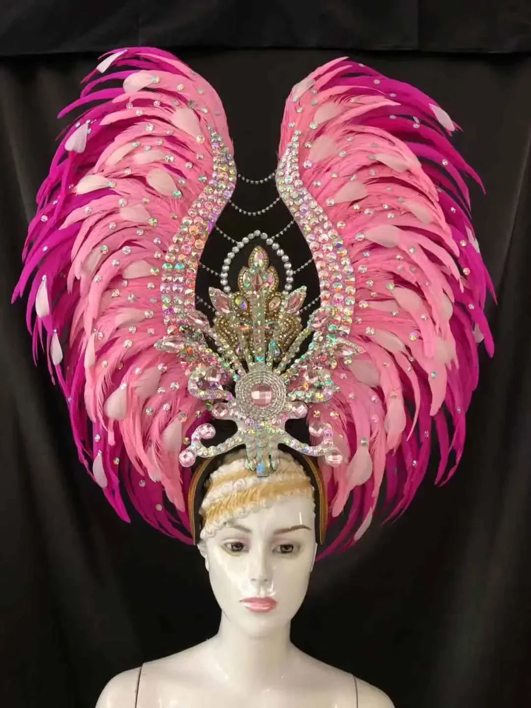 Feather headdress samba costume carnival halloween party bar performance hat makeup dance wings parade by Stardust Starlets