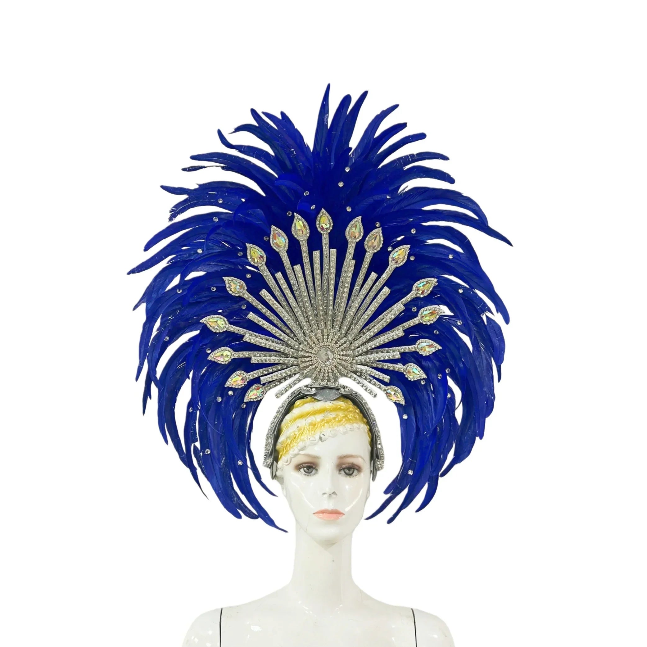 The Stardust Mirage – Premium Royal Blue & Rose Pink Feather Samba Headdress by Stardust Starlets