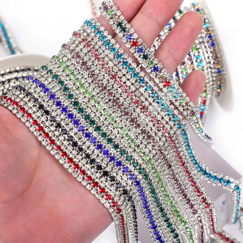 The Stardust Triple Crown – 3-Row Glass Crystal Rhinestone Cup Chain Trim by Stardust Starlets