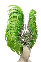 The Stardust Vertigo – Emerald Green Feathered Carnival & Samba Headdress by Stardust Starlets
