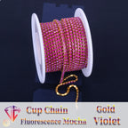 The Stardust Fluorescent Stream – Premium AAAA Glass Fluorescent & Mocha Rhinestone Cup Chain Trim by Stardust Starlets