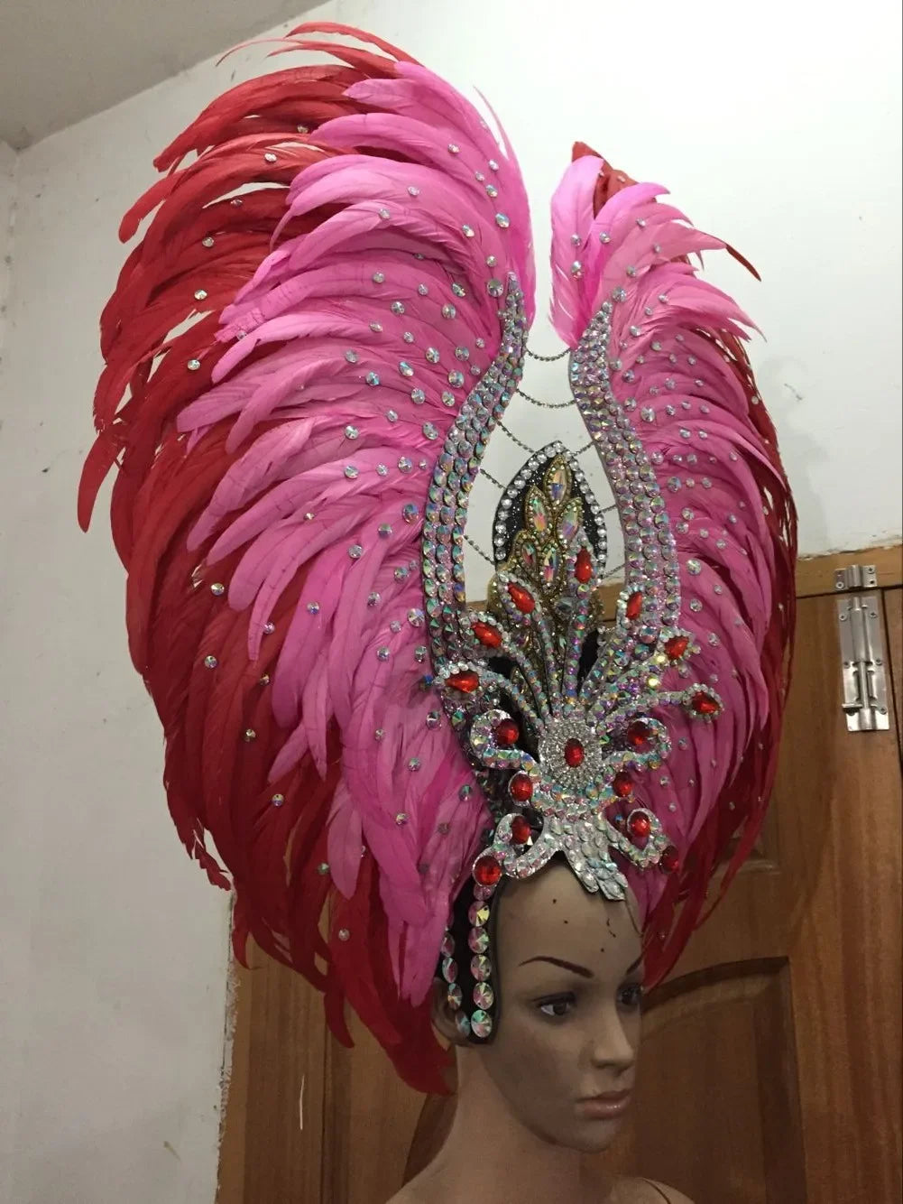 Feather headdress samba costume carnival halloween party bar performance hat makeup dance wings parade by Stardust Starlets