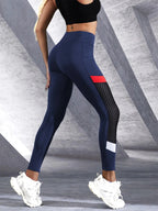 🖤 Colorblocked Mesh High-Waist Yoga Leggings with Side Pockets by FitiqueFit