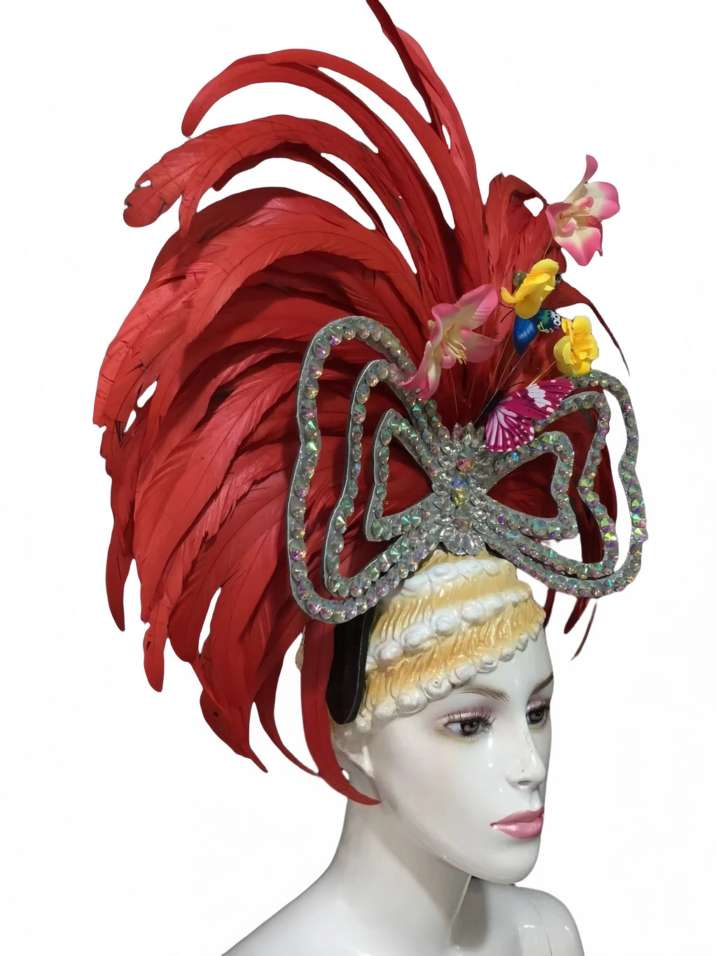 Feather headdress samba costume carnival halloween party bar performance hat makeup dance wings parade by Stardust Starlets