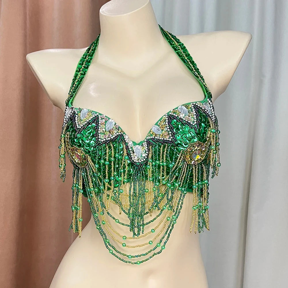The Stardust Prism Sirena – Deluxe Beaded & Sequined Belly Dance Bra Top by Stardust Starlets