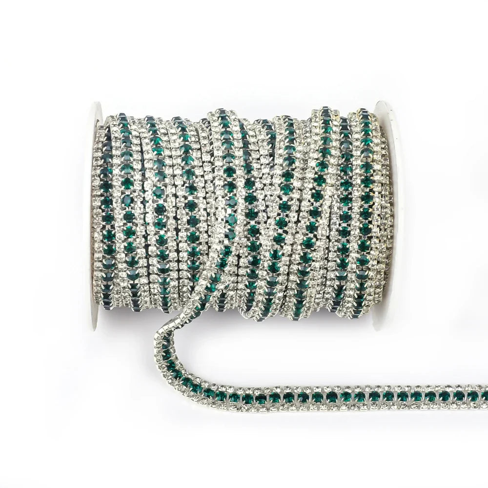 The Stardust Triple Crown – 3-Row Glass Crystal Rhinestone Cup Chain Trim by Stardust Starlets