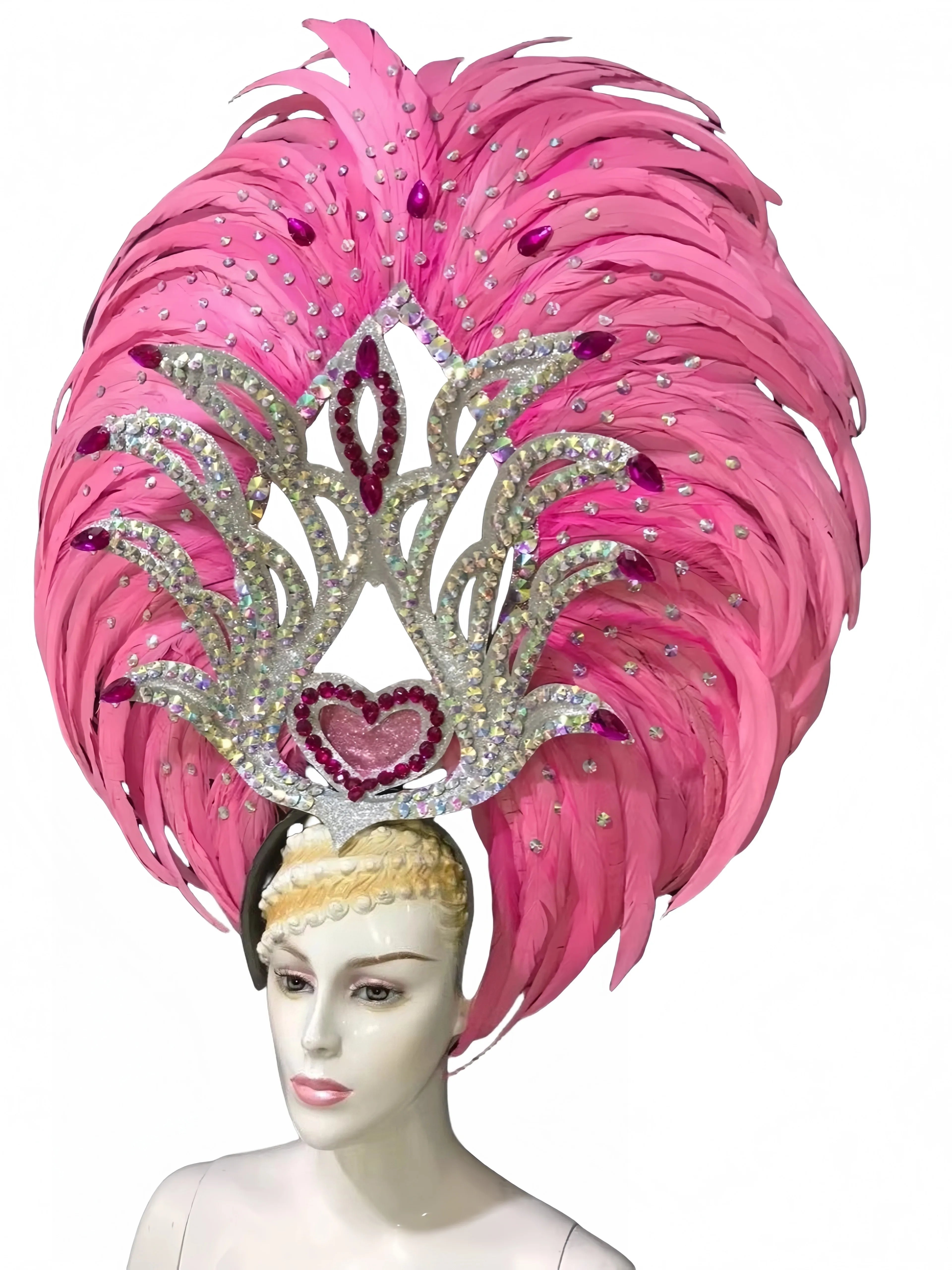 Feather headdress samba costume carnival halloween party bar performance hat makeup dance wings parade by Stardust Starlets