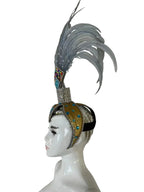 The Stardust Dionysia – Silver & Charcoal Feather Carnival & Masque Ball Headdress by Stardust Starlets