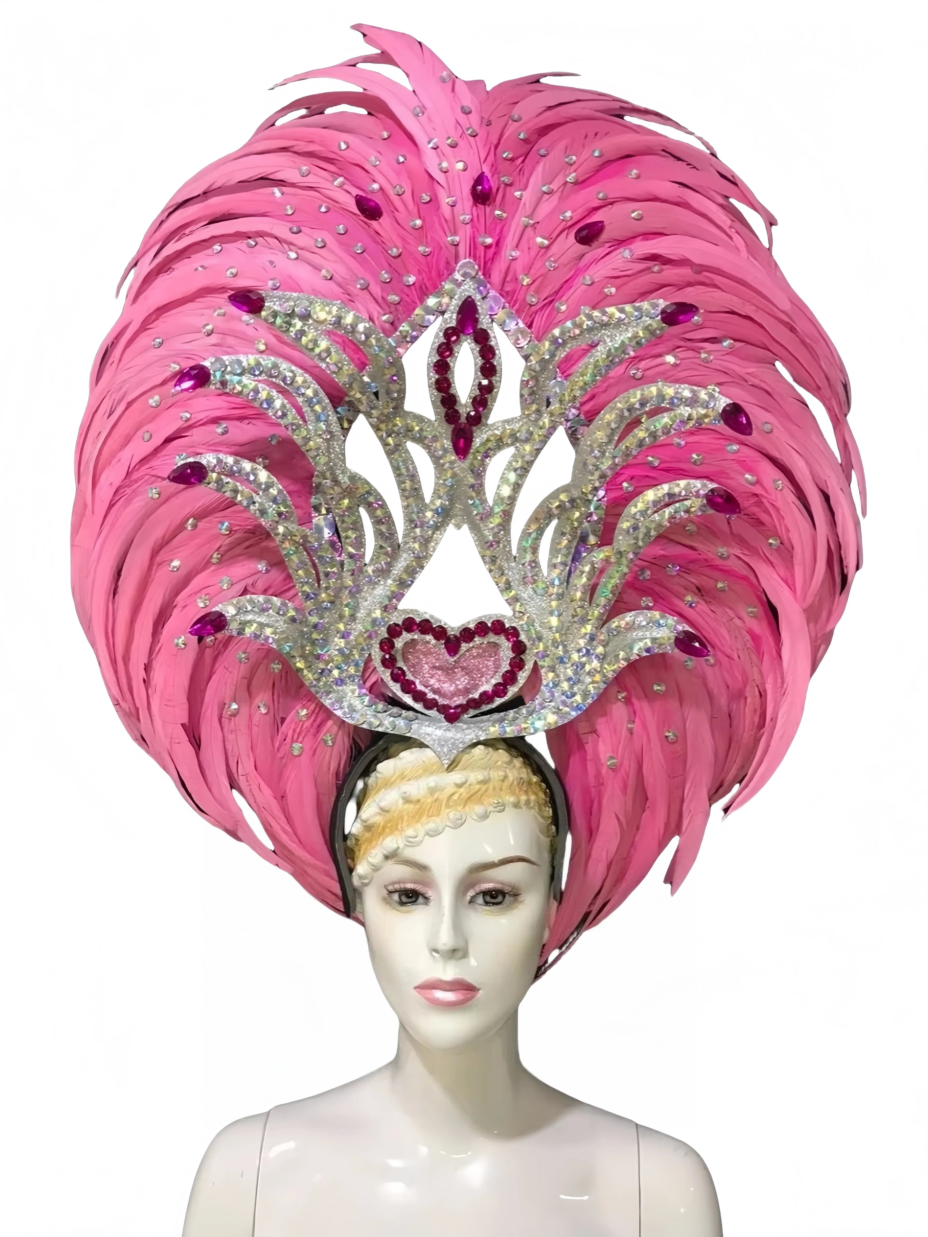 Feather headdress samba costume carnival halloween party bar performance hat makeup dance wings parade by Stardust Starlets