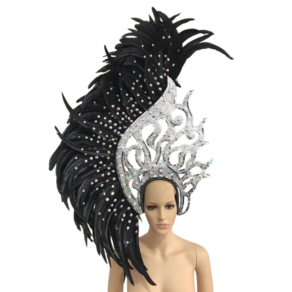 The Stardust Samba Radiance – Elegant Feathered Stage & Carnival Headdress by Stardust Starlets