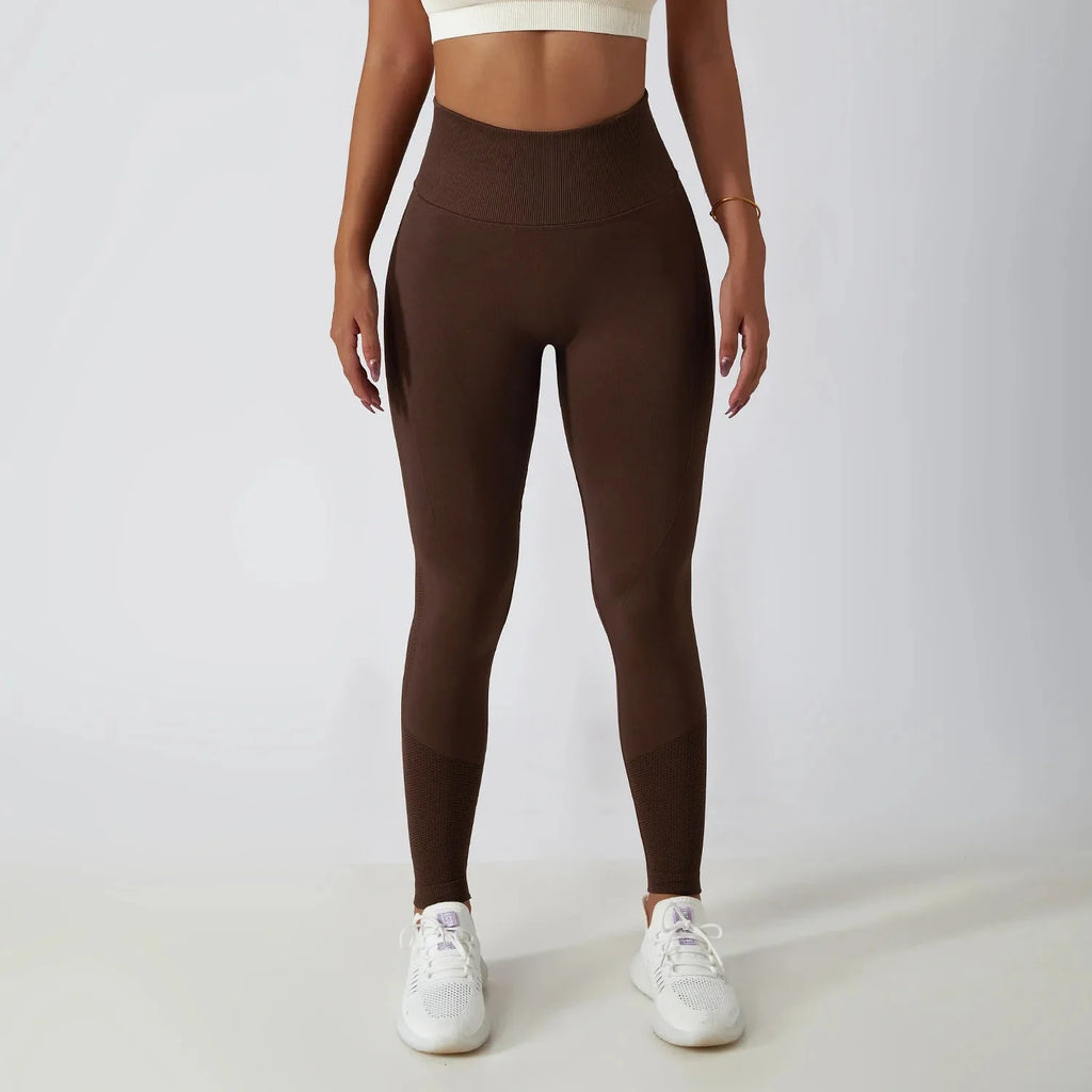 Seamless Ribbed Yoga Leggings – Tummy Control Fit by FitiqueFit