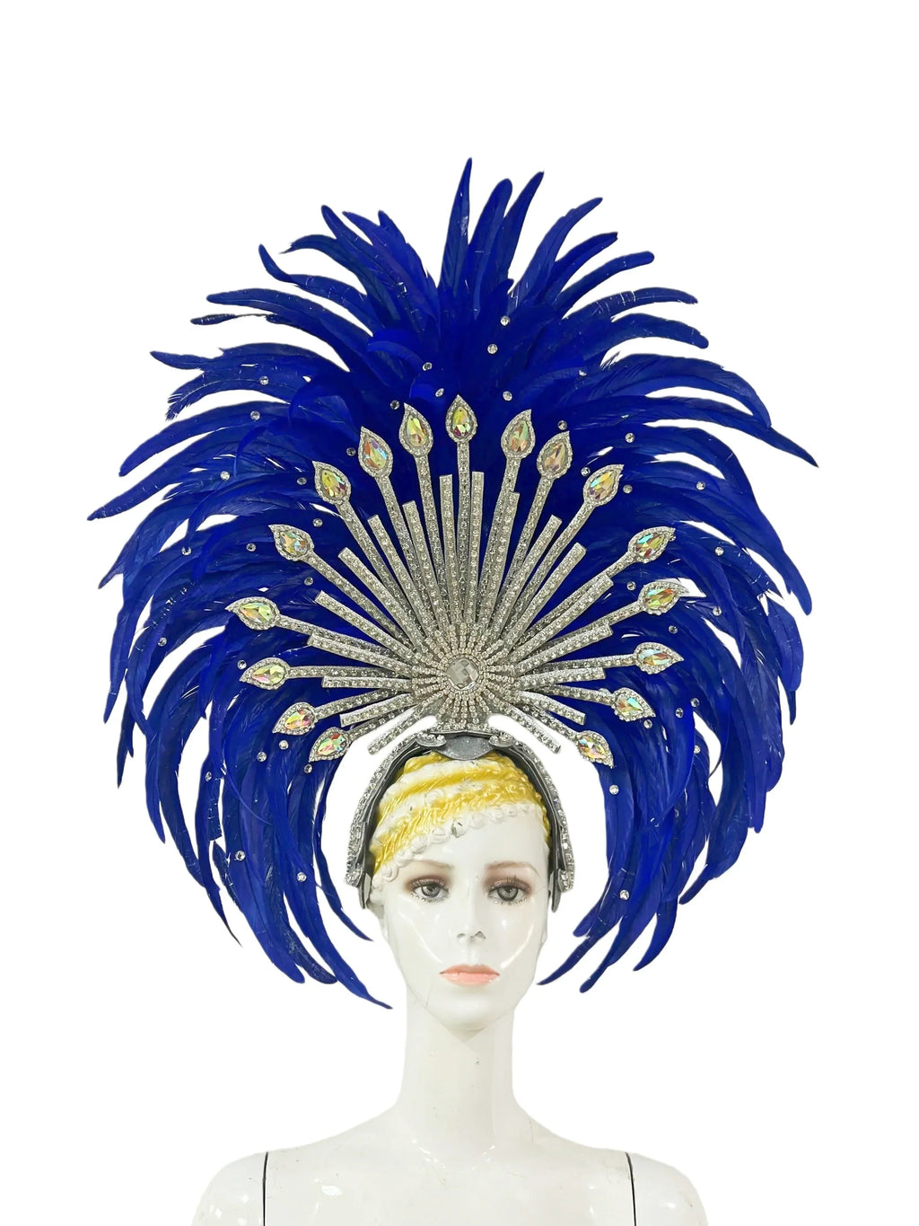 The Stardust Mirage – Premium Royal Blue & Rose Pink Feather Samba Headdress by Stardust Starlets