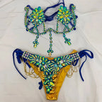The Stardust Empress Royale – Deluxe Rhinestone Samba Carnival Wire Bra, Panty, Belt & Necklace 4-Piece Costume Set by Stardust Starlets