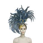 The Stardust Mirage – Exquisite Blue Feathered Samba Carnival Headdress by Stardust Starlets